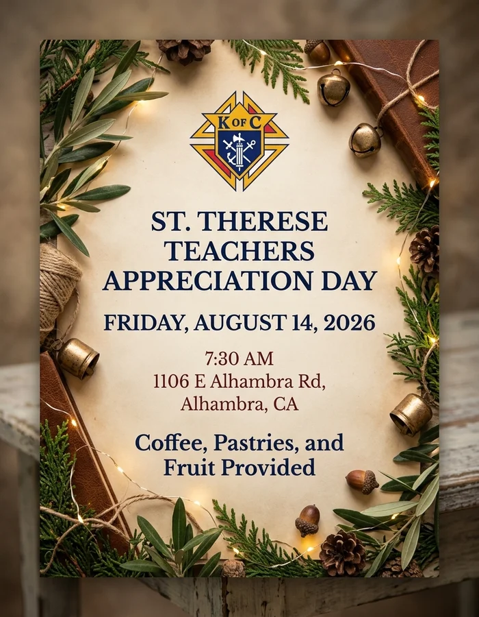Event flyer for St. Therese Teachers Appreciation Day