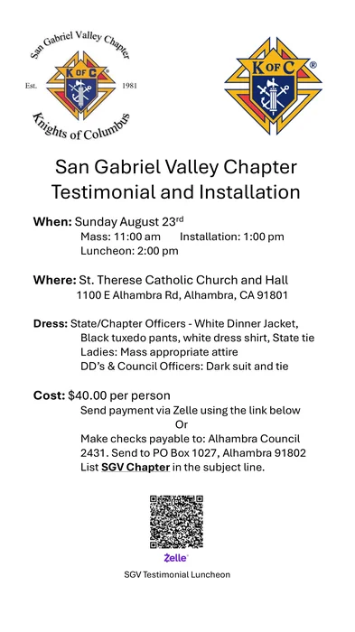 Event flyer for Chapter Installation