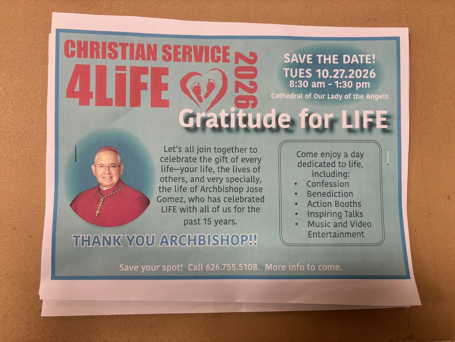 Event flyer for Christian Service 4Life 2026