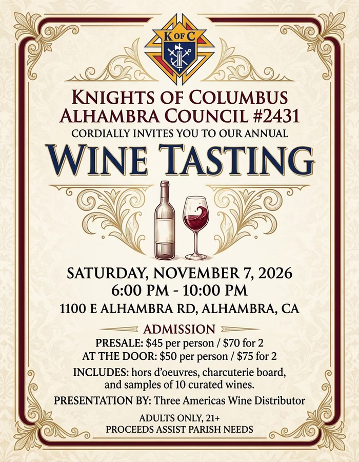 Event flyer for Wine Tasting