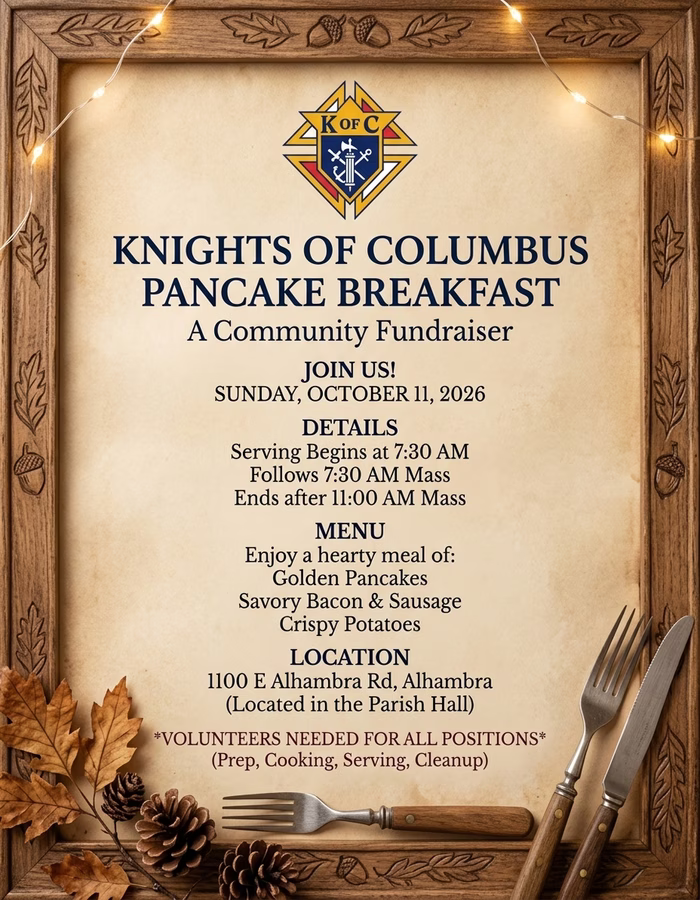 Event flyer for KOC Pancake Breakfast
